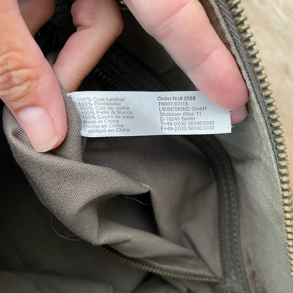 Liebeskind Berlin Grey Green Leather Tote Bag Satchel Purse with Shoulder Strap - Picture 11 of 16